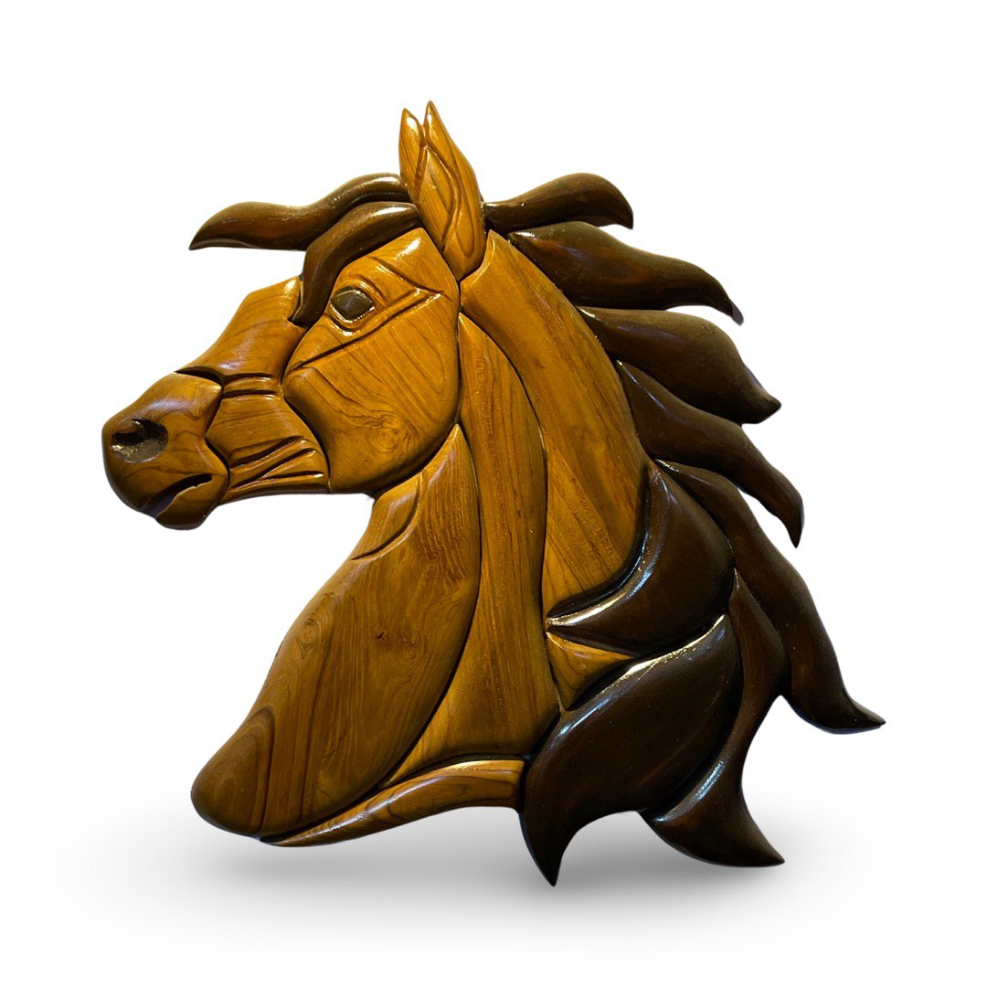 Horse Face Handcrafted Teak Wood Wall Art Sculpture