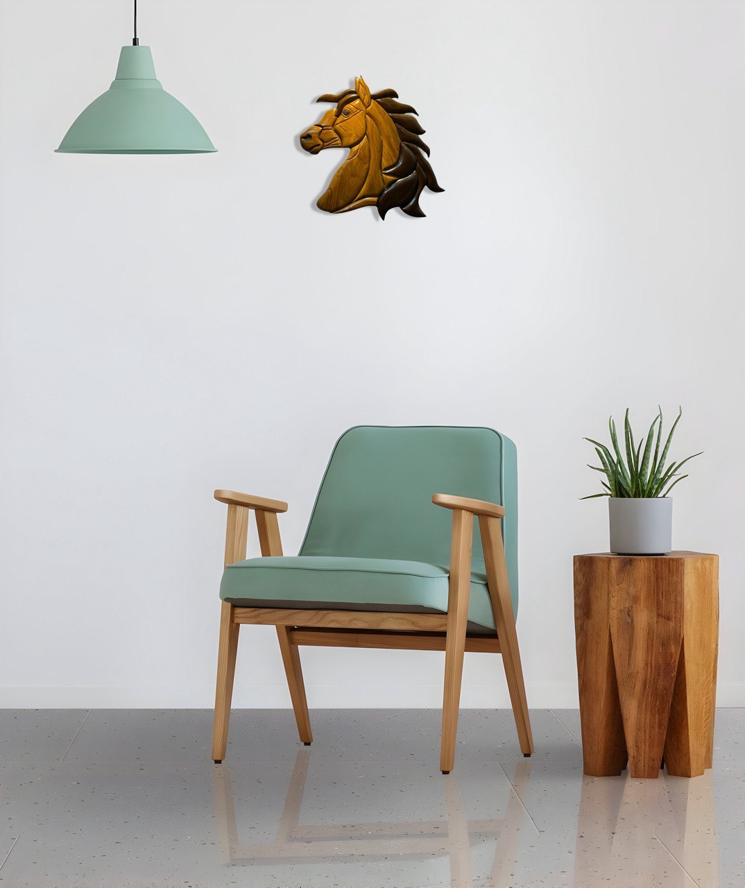 Horse Face Handcrafted Teak Wood Wall Art Sculpture