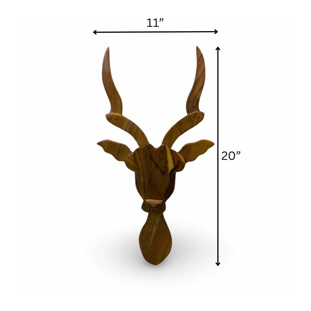 Teak Wood Deer Face Wall Art