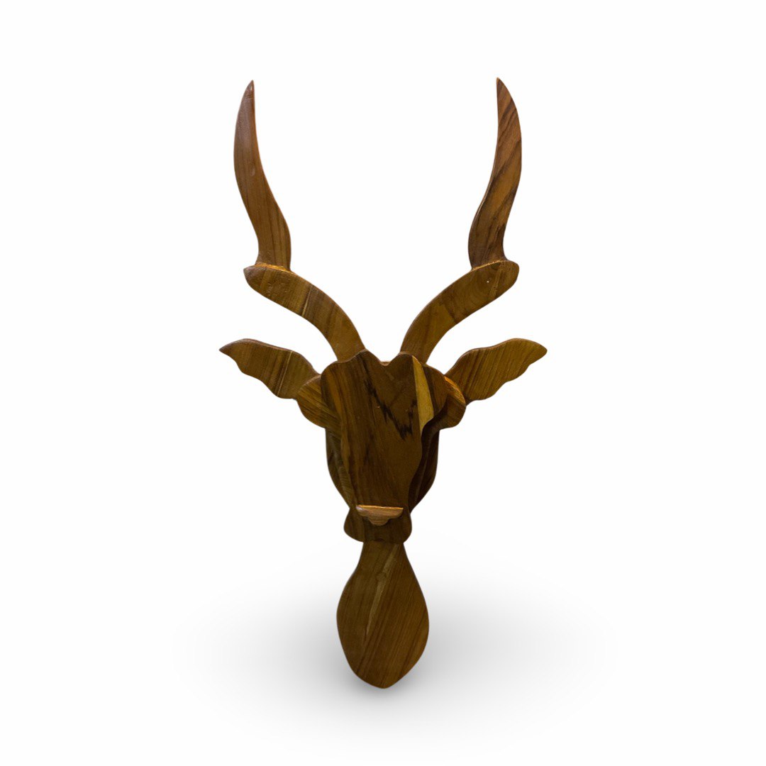 Teak Wood Deer Face Wall Art