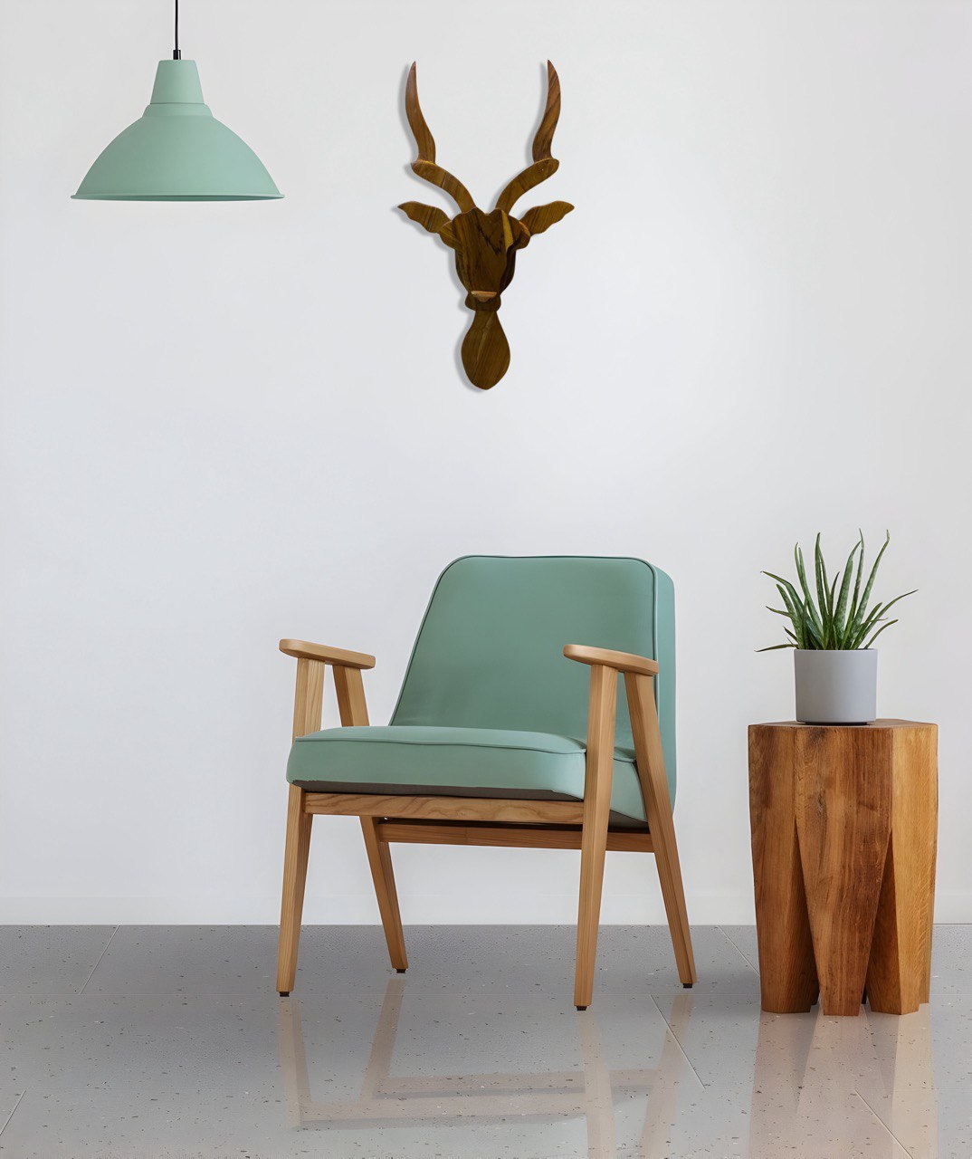 Teak Wood Deer Face Wall Art