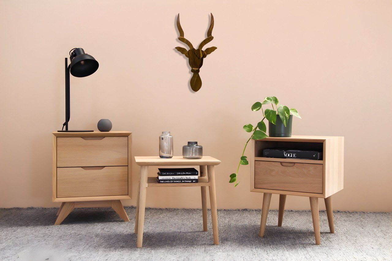 Teak Wood Deer Face Wall Art
