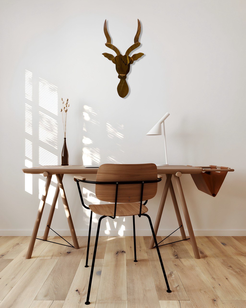 Teak Wood Deer Face Wall Art
