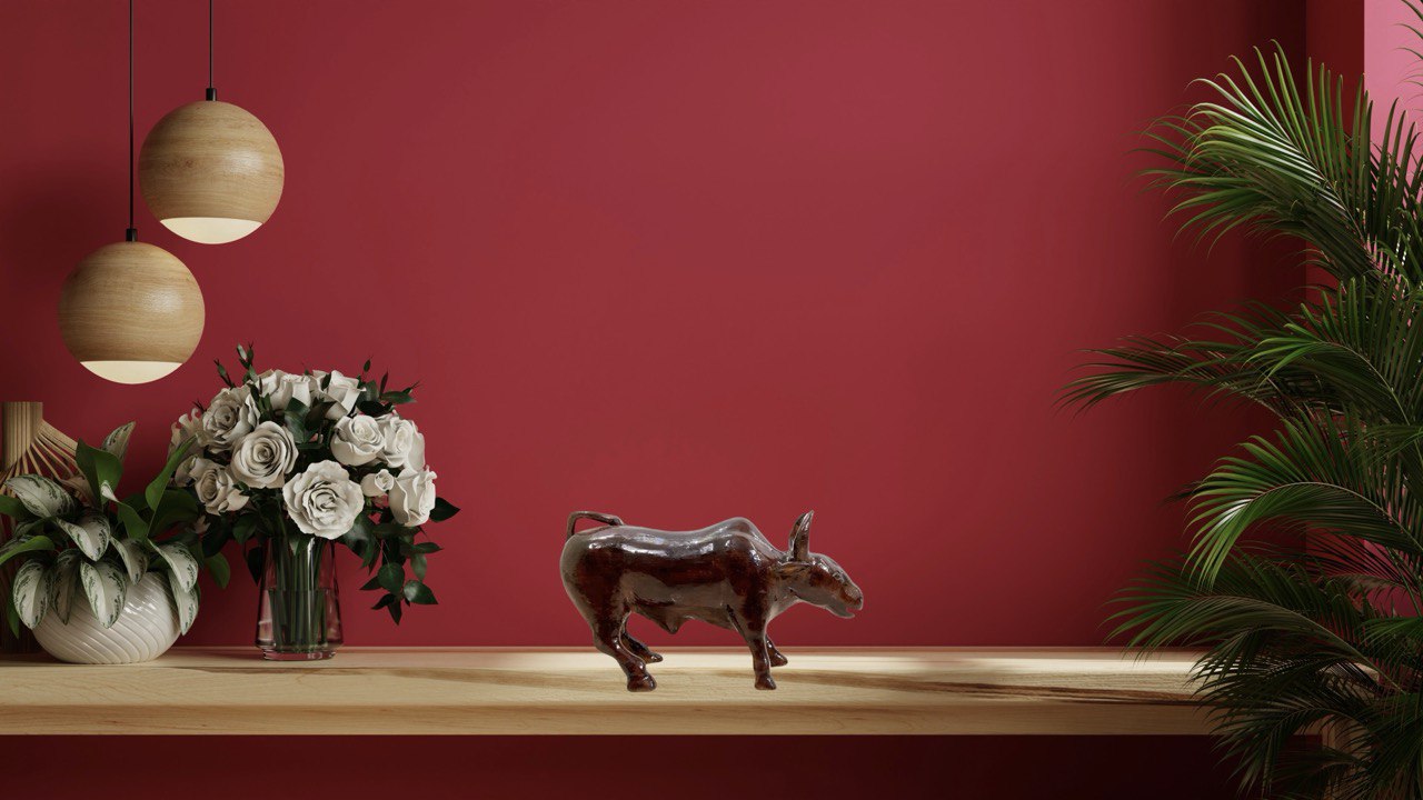 Handcrafted Teak Wood Bull Sculpture