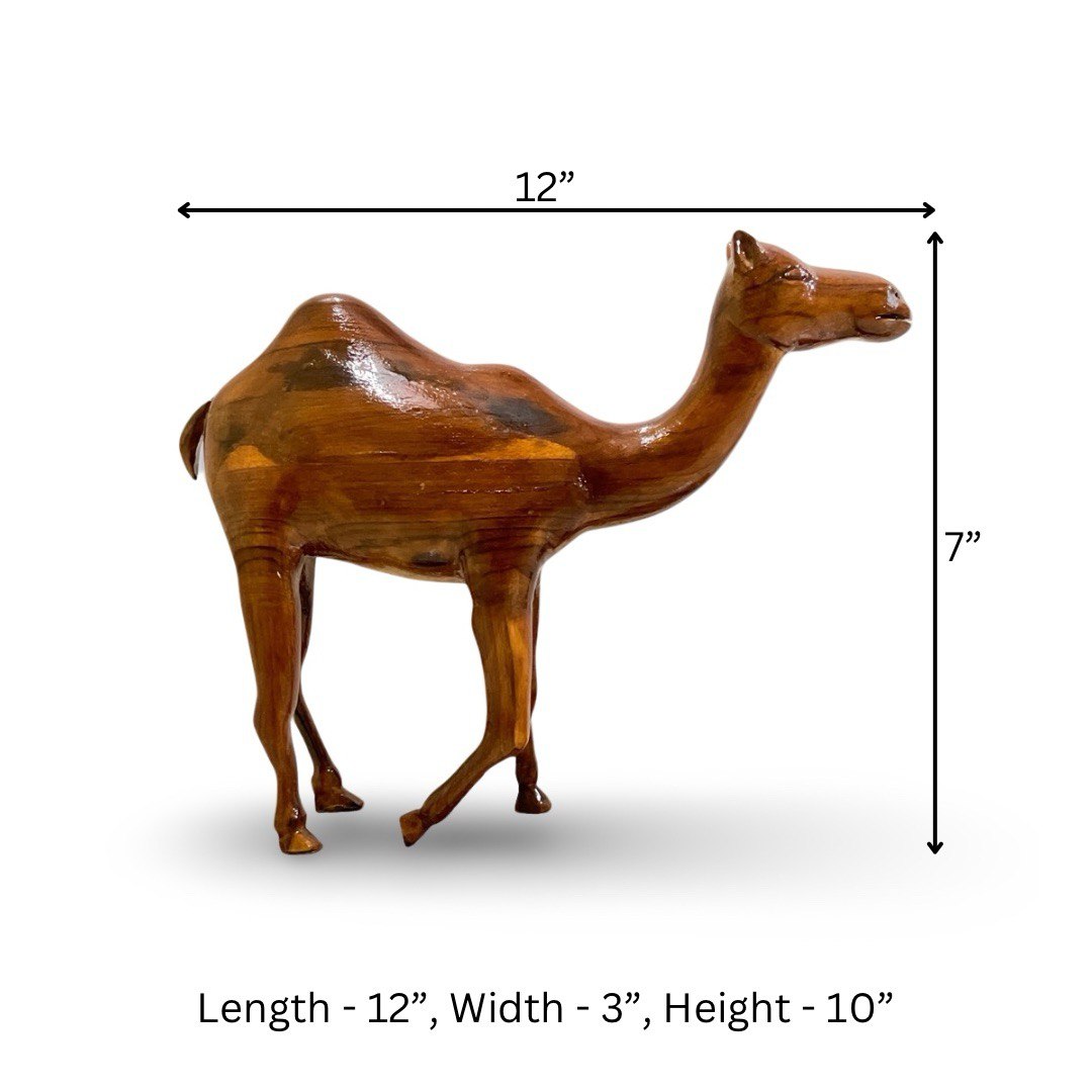 Camel Handcrafted Teak Wood Art Sculpture