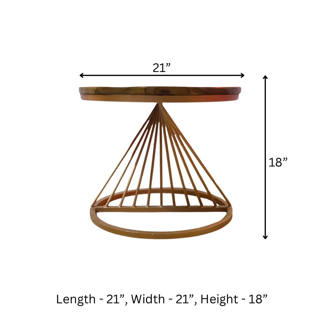 Coffee Table with Teak Wood Top having Inclined Rod Design