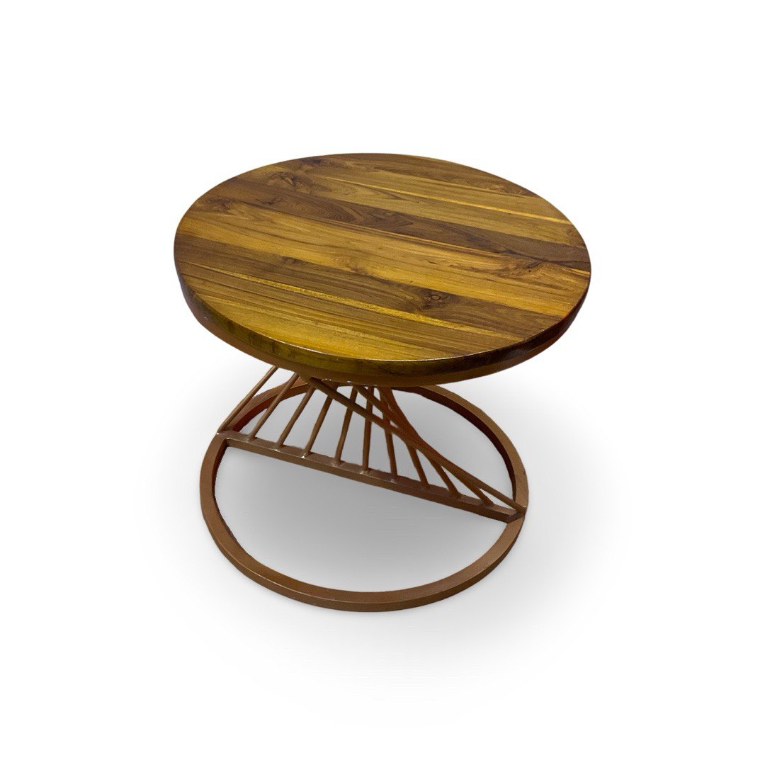 Coffee Table with Teak Wood Top having Inclined Rod Design