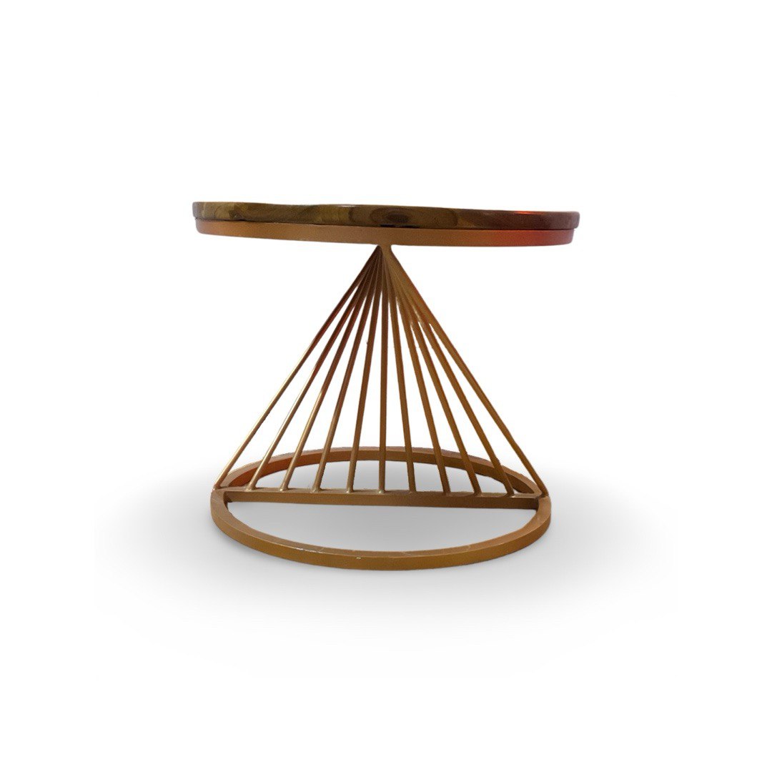 Coffee Table with Teak Wood Top having Inclined Rod Design