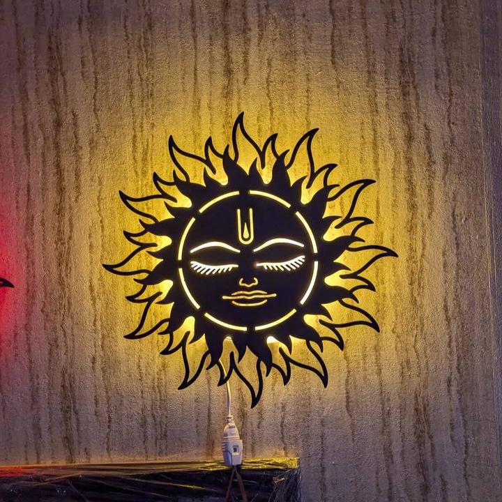 Sun CNC Steel Wall Art Sculpture with LED Light