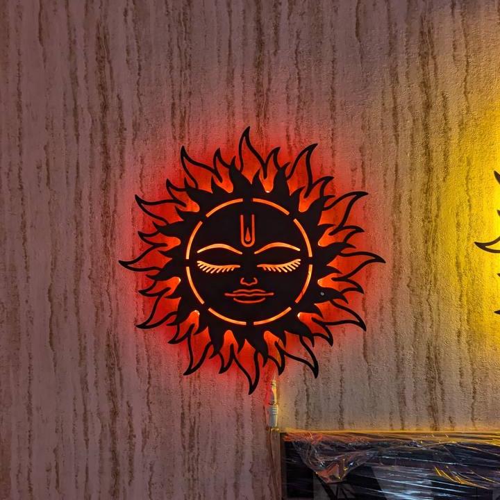 Sun CNC Steel Wall Art Sculpture with LED Light