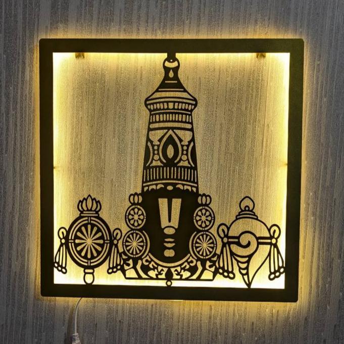 Tirupati Balaji Wall Art in Gold with LED Light