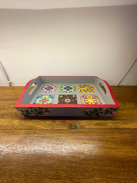 Tray 06 Tiles Handcrafted Table Decor Sculpture