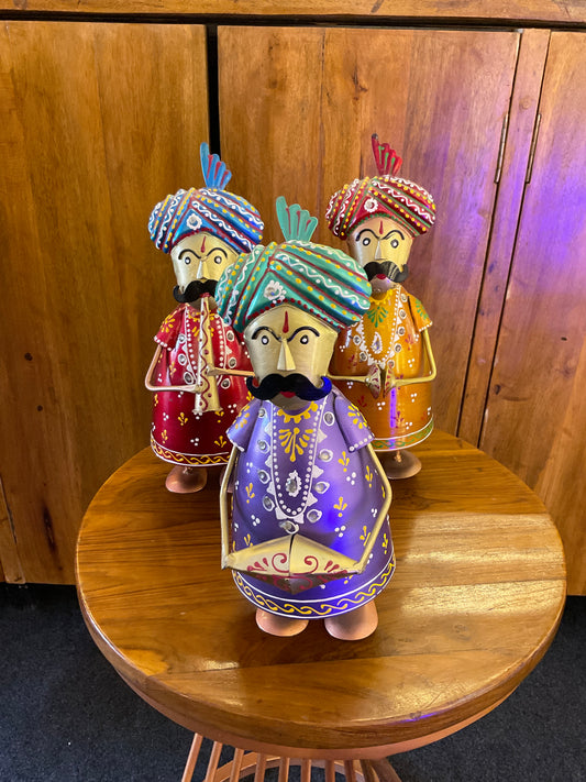 Handcrafted Set of 03 Musician Men with Moustache Steel Table Decor Sculpture