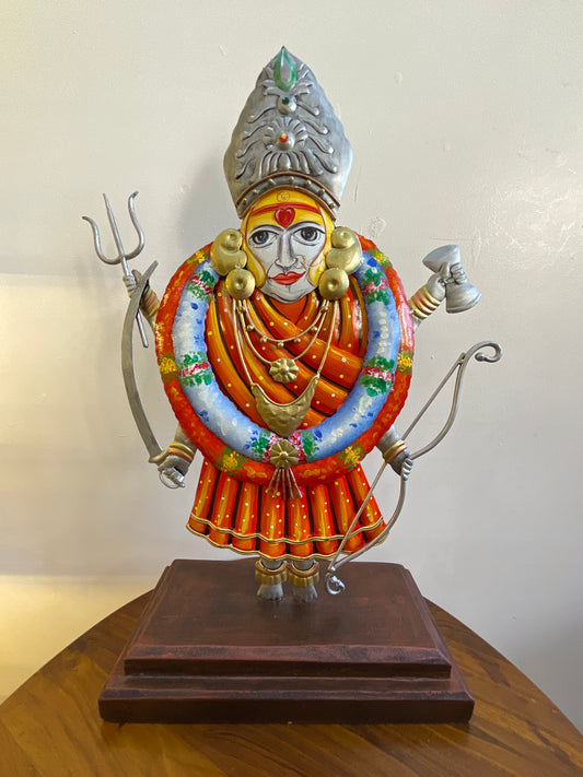 Handcrafted Mahalaxmi Jagdamba Steel Table Decor Sculpture