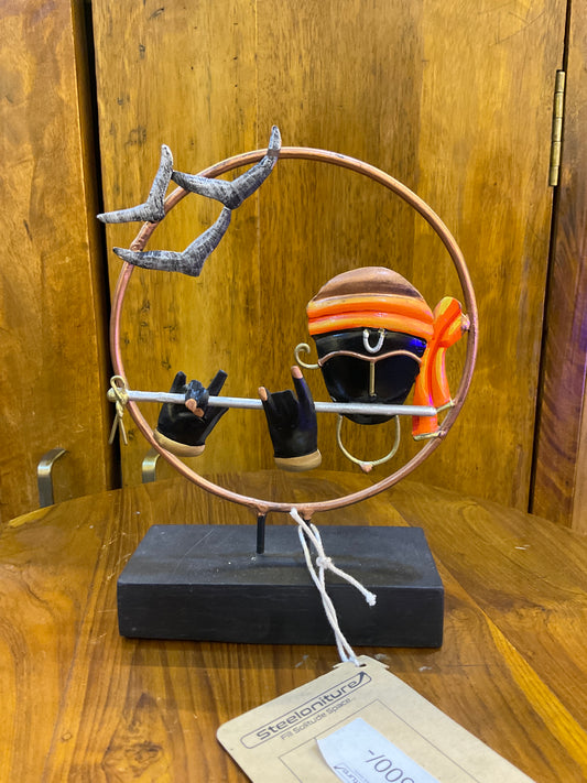 Handcrafted Krishna Steel Table Decor Sculpture