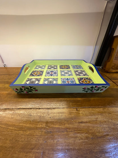 Tray 09 Tiles Handcrafted Table Decor Sculpture