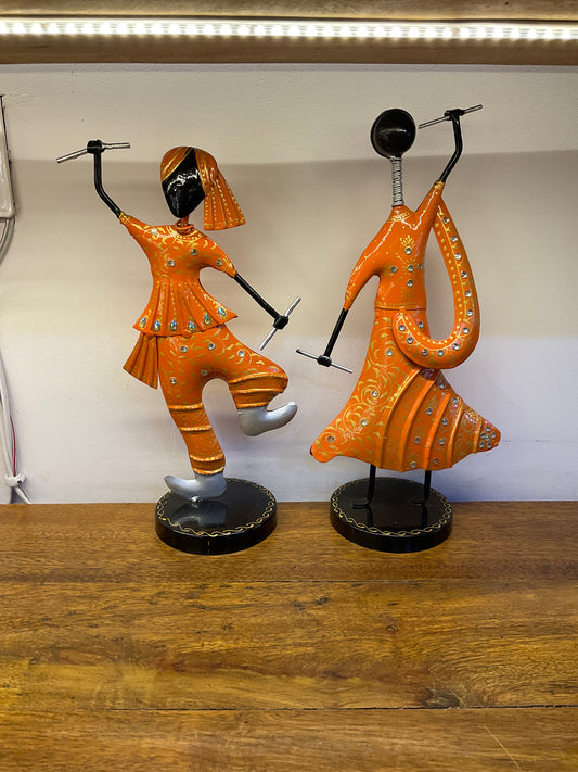 Dandiya Couple Dance Handcrafted Steel Table Decor Sculpture