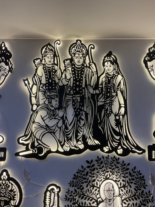 Ram Darbar Wall Art in Black with LED Light