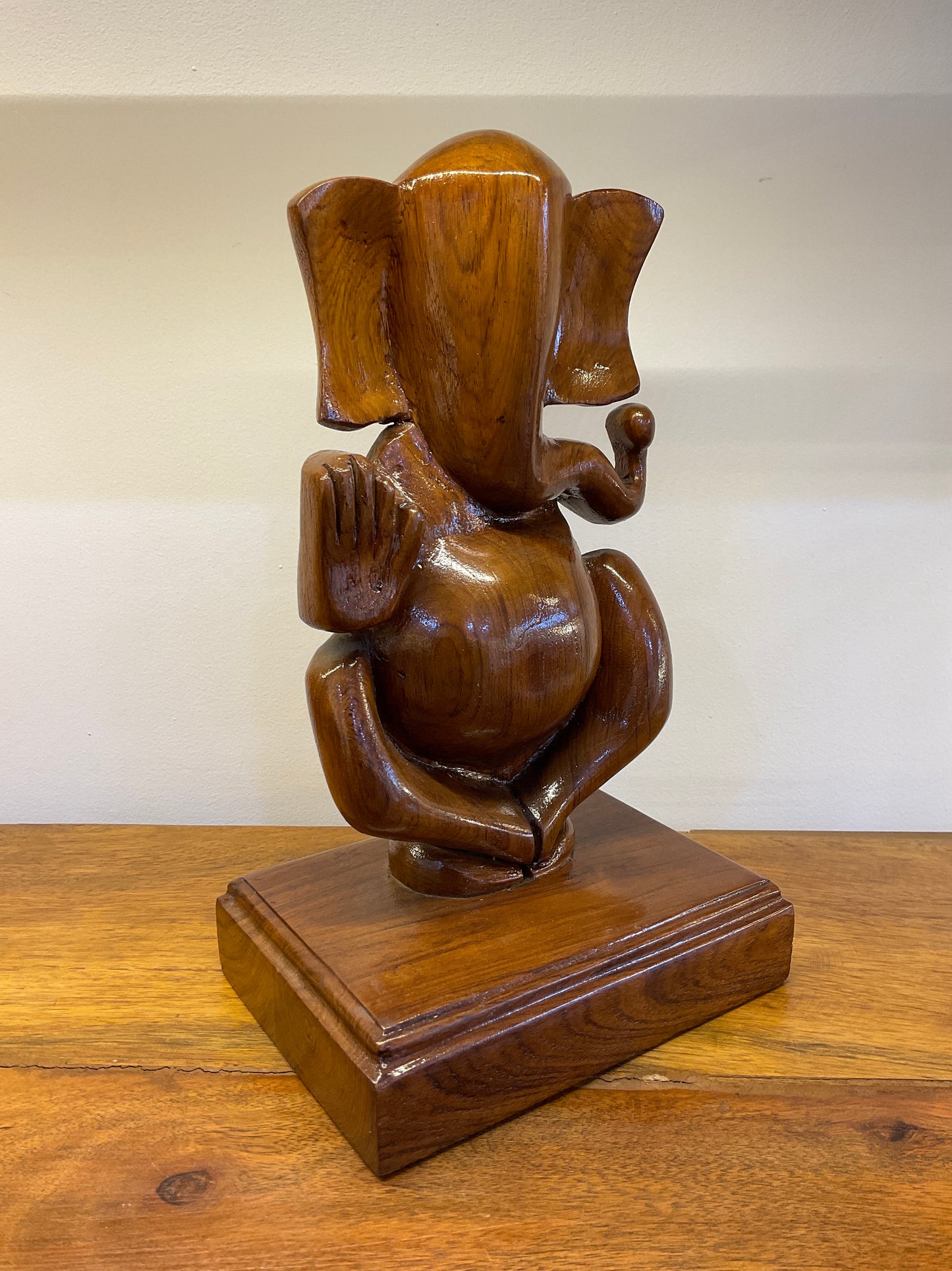 Handcrafted Teak Wood Ganesha Sculpture