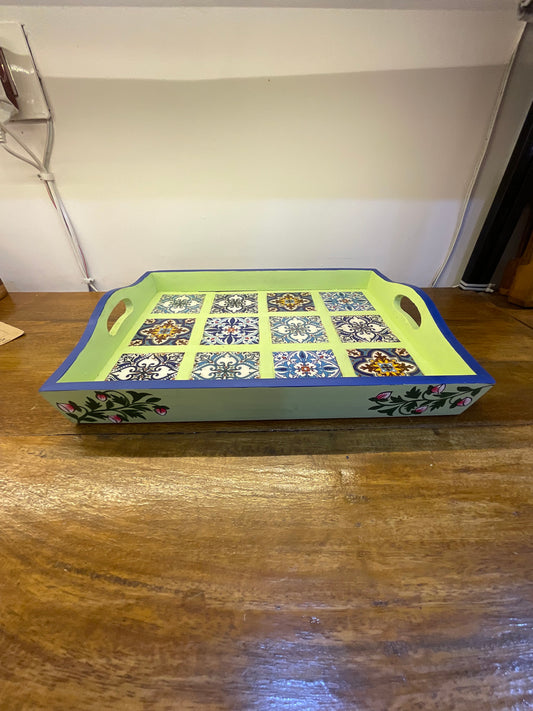 Tray 09 Tiles Handcrafted Table Decor Sculpture