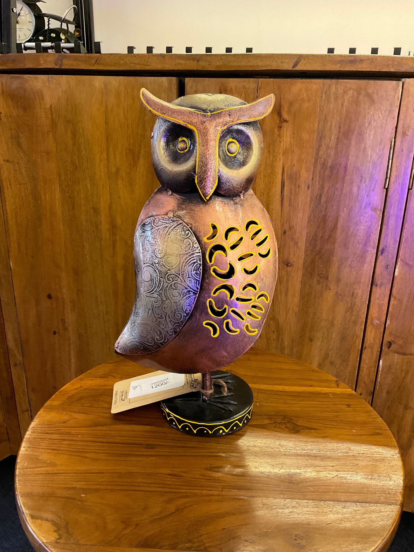 Handcrafted Owl Steel Table Decor Sculpture