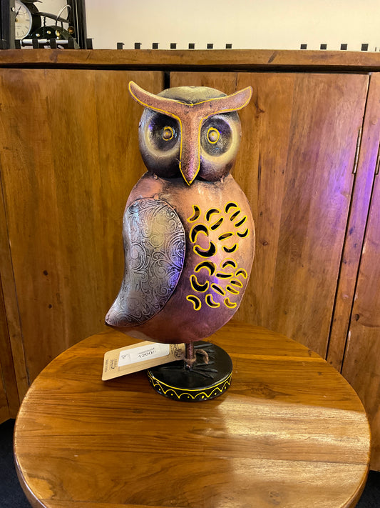 Handcrafted Owl Steel Table Decor Sculpture