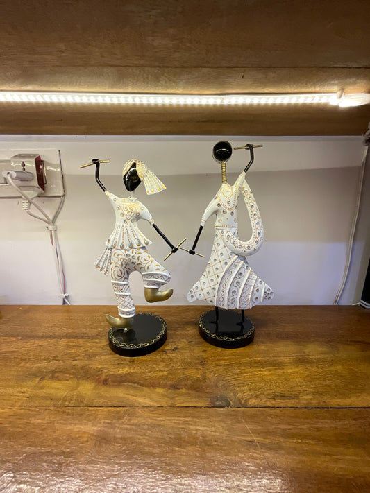 Dandiya Couple Dance Handcrafted Steel Table Decor Sculpture