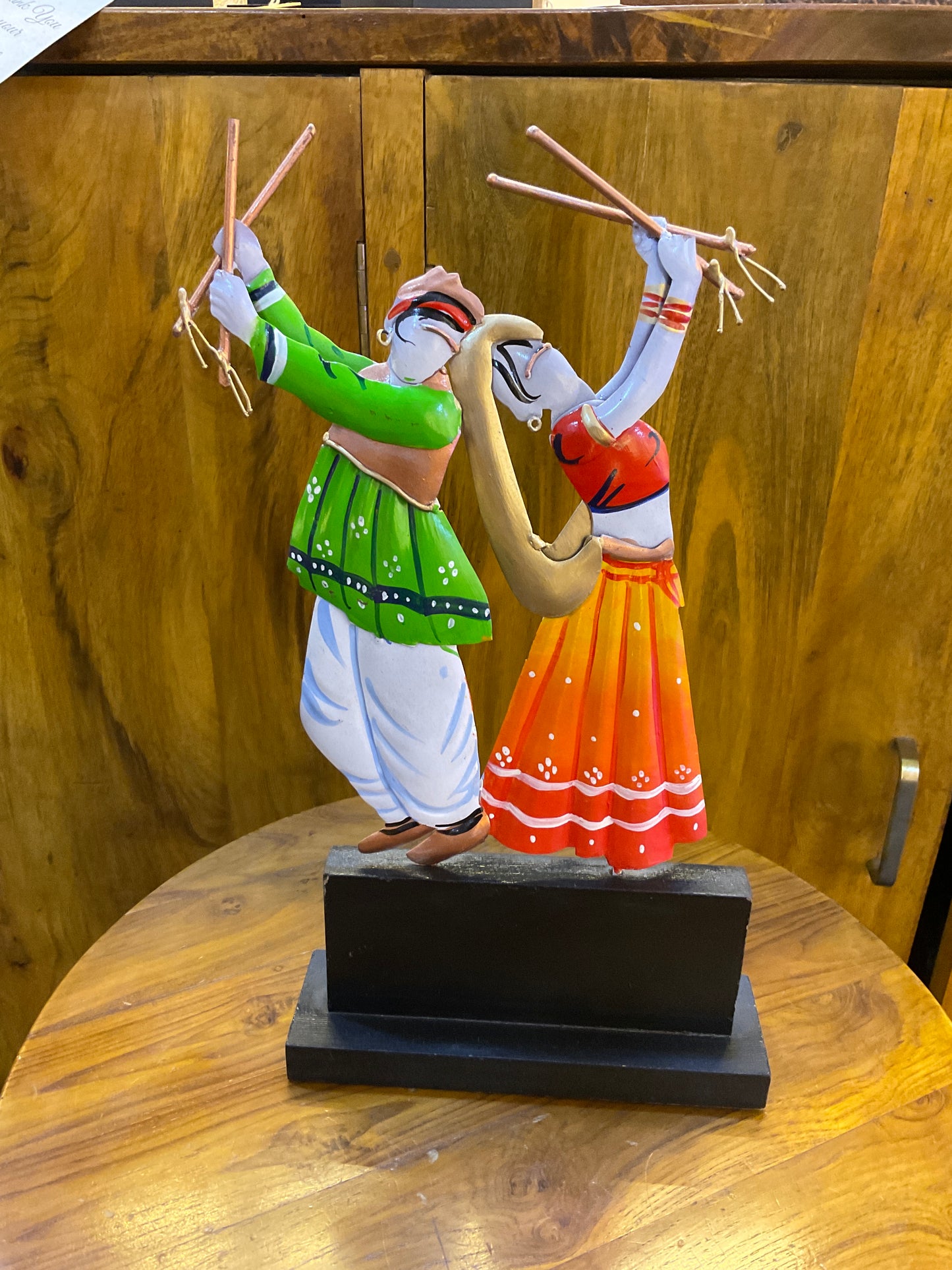 Handcrafted Dandiya Playing Steel Table Decor Sculpture