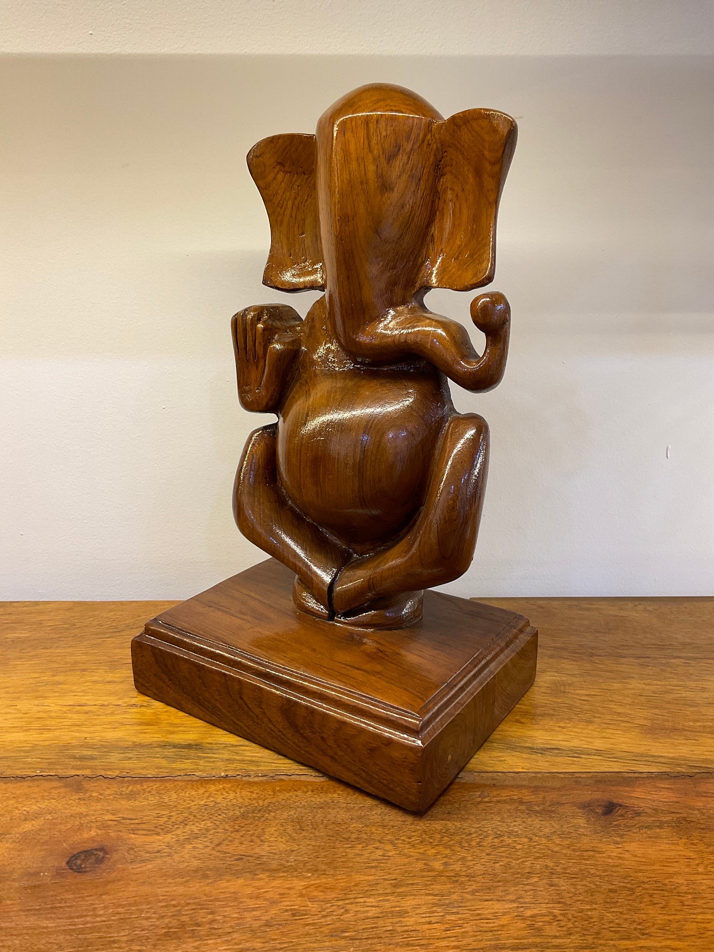 Handcrafted Teak Wood Ganesha Sculpture