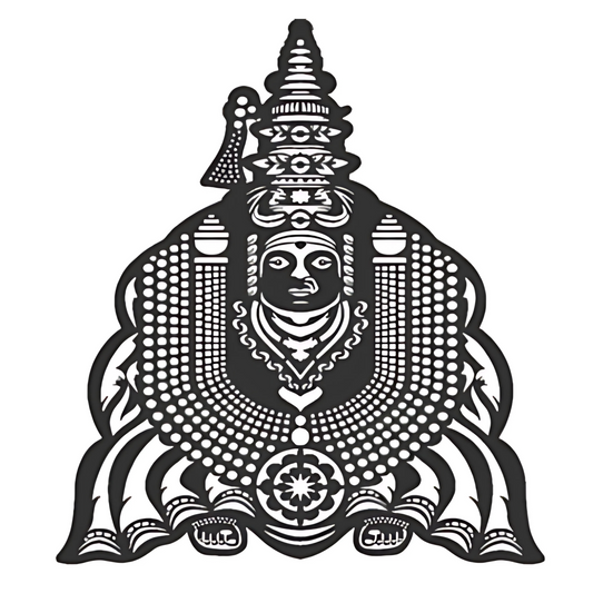 Tulja Bhavani CNC Steel Wall Art Sculpture in Black with LED Light