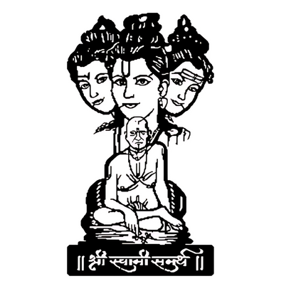 Datta Swami Samarth CNC Steel Wall Art Sculpture in Black with LED Light
