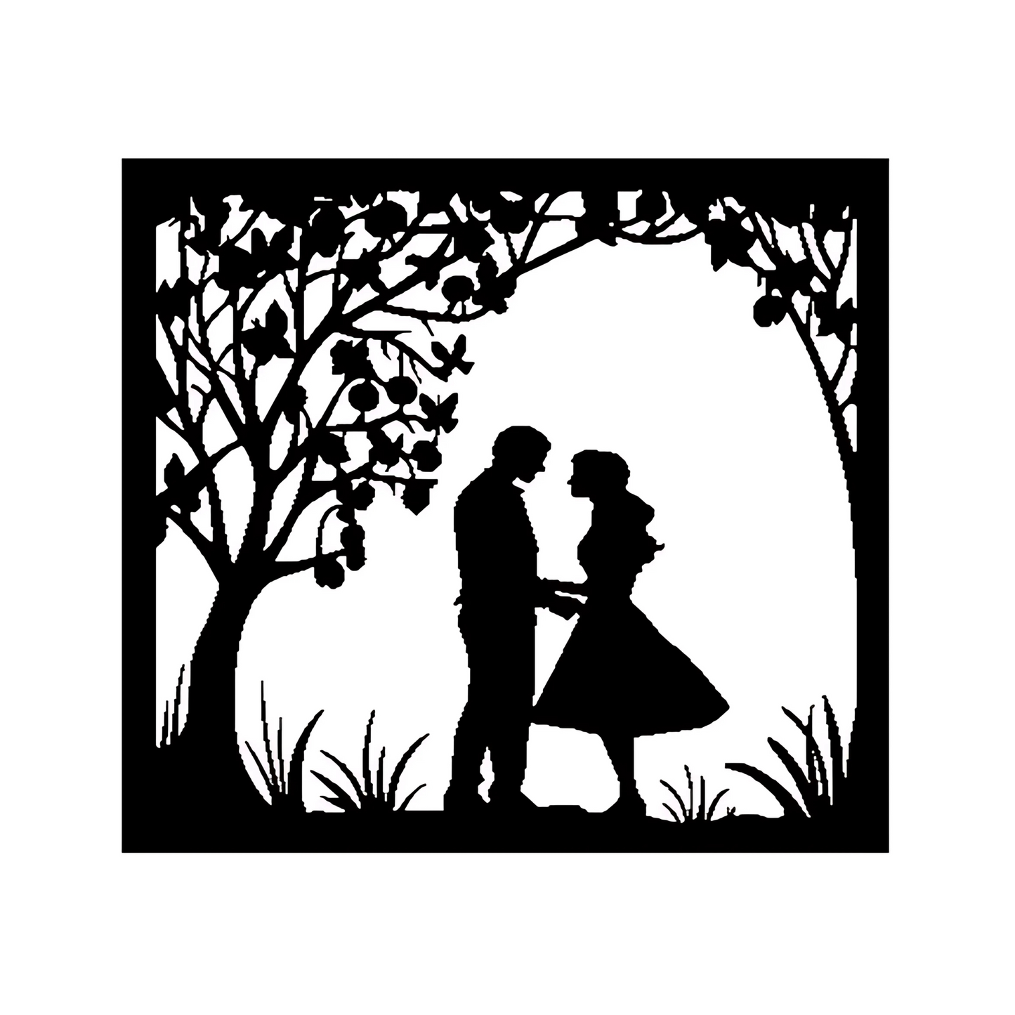 Valentine Couple CNC Steel Wall Art Sculpture in Black with LED Light