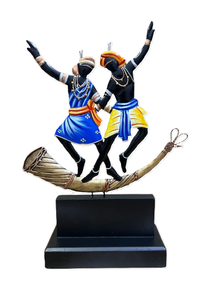 Handcrafted Trumpet Male-Female Steel Table Decor Sculpture