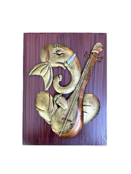 Handcrafted Set of 04 Golden Ganesha Steel Wall Art Sculpture