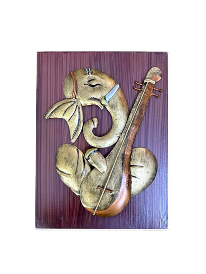 Handcrafted Set of 04 Golden Ganesha Steel Wall Art Sculpture