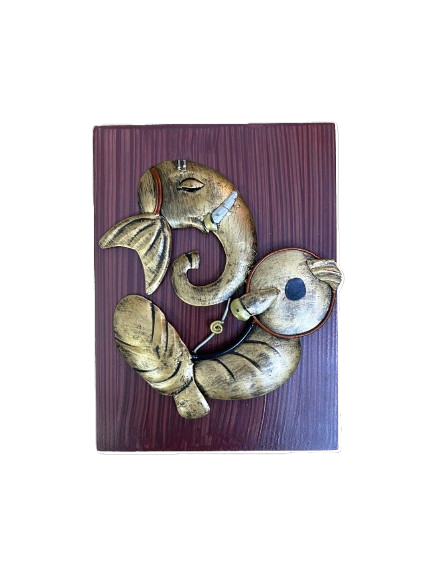 Handcrafted Set of 04 Golden Ganesha Steel Wall Art Sculpture