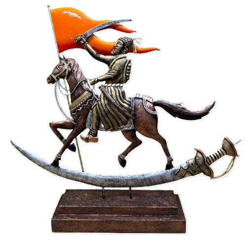 Handcrafted Shivaji Maharaj Steel Table Decor Sculpture