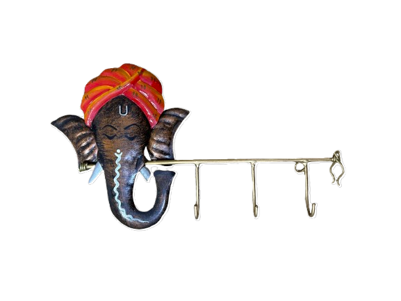 Handcrafted Ganeshji Key Holder Steel Wall Art