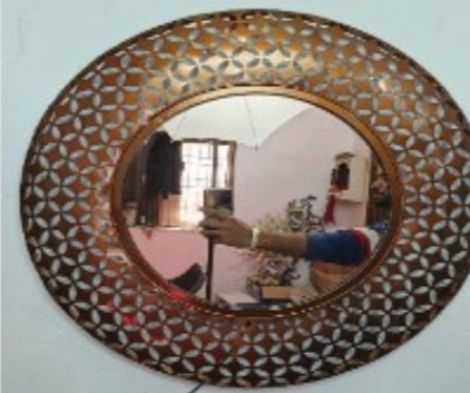 Handcrafted Circular Design Mirror with LED lights Steel Wall Decor Art