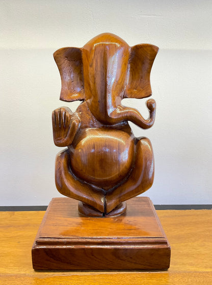 Handcrafted Teak Wood Ganesha Sculpture