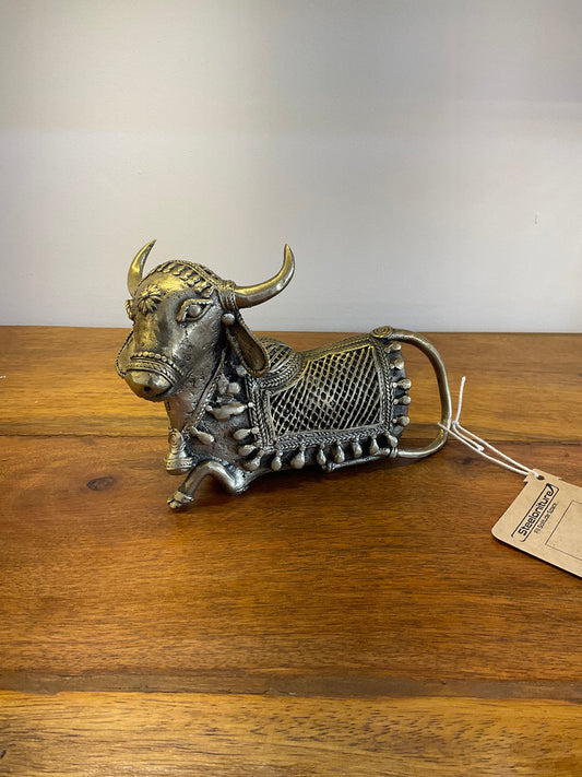 Handcrafted Brass Cow Table Decor Sculpture