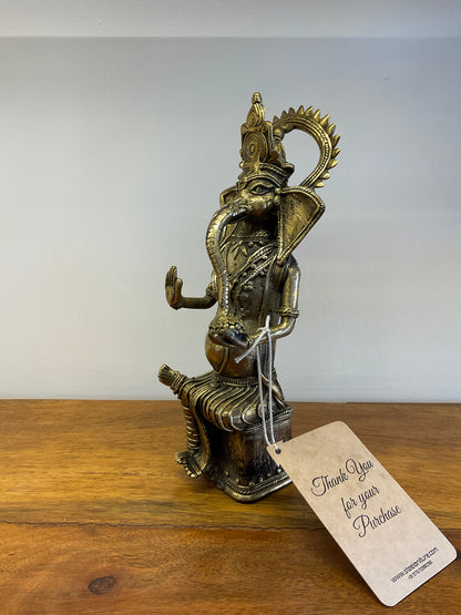 Handcrafted Brass Ganesha Table Decor Sculpture