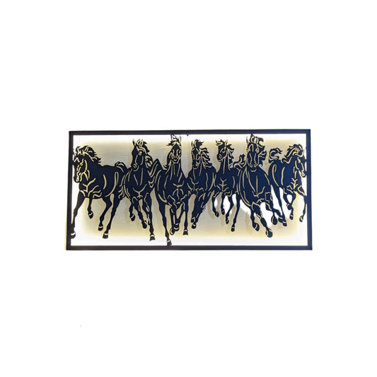 Seven Horses Steel Wall Art with LED Light