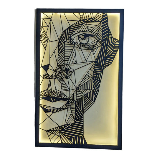 Geometric Portrait Wall Art with LED Light