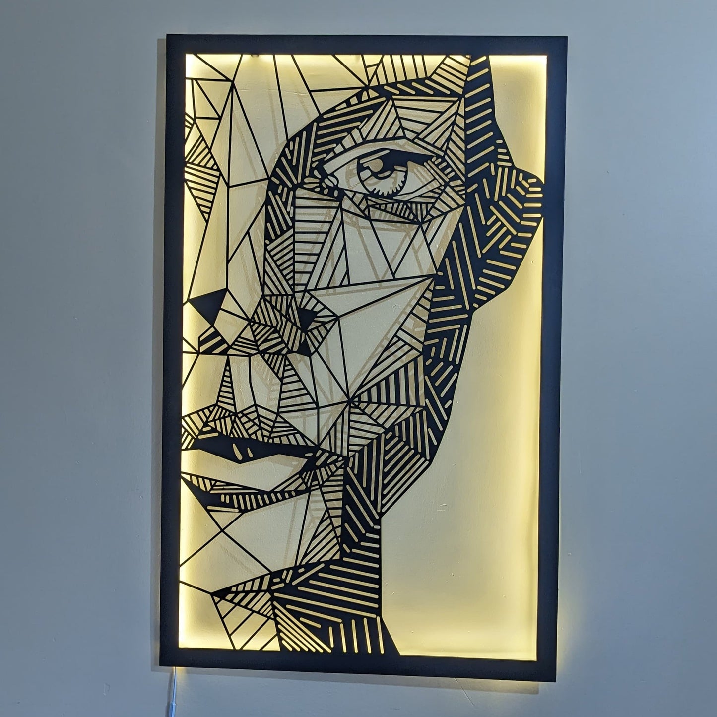 Geometric Portrait Wall Art with LED Light