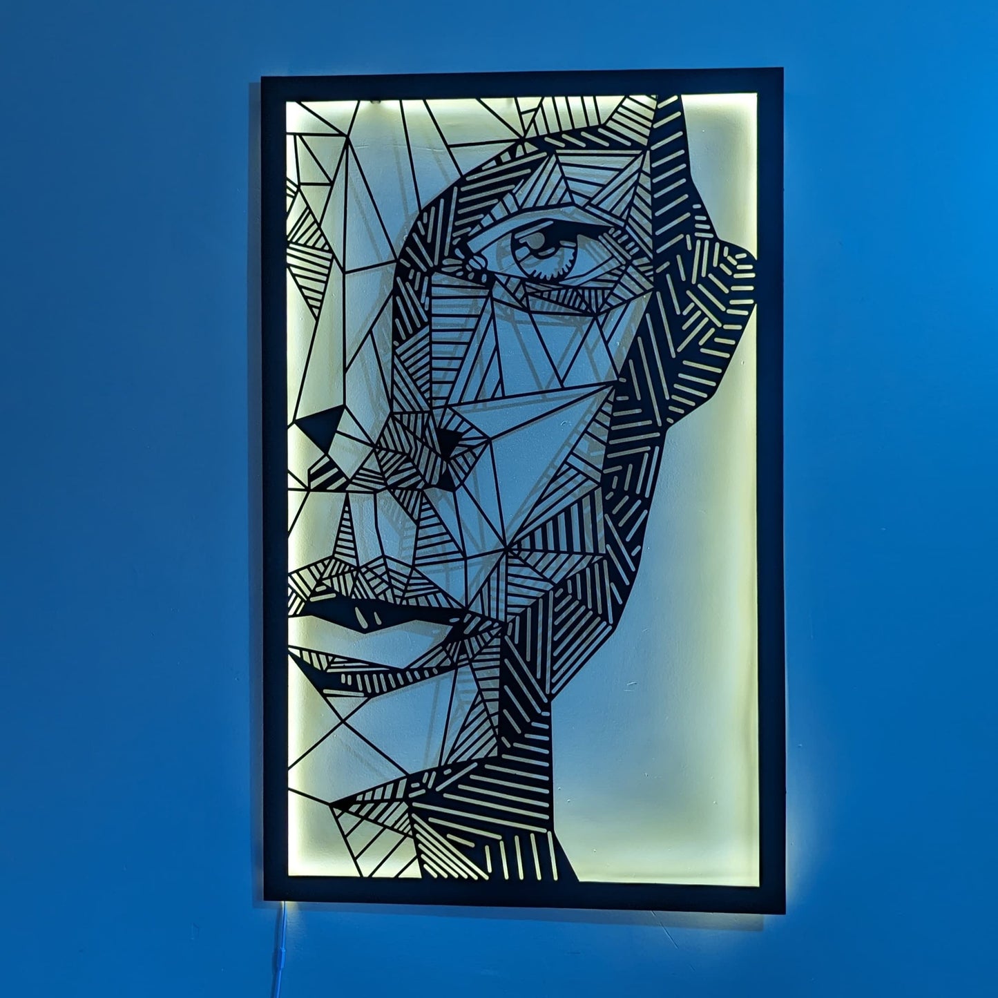 Geometric Portrait Wall Art with LED Light