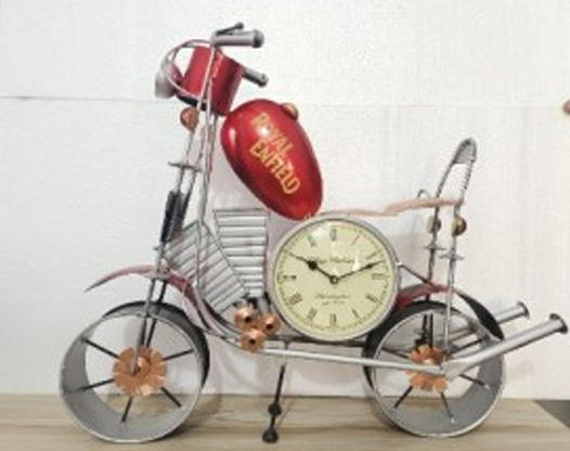 Handcrafted Bullet Clock in Red Color Steel Table Decor Sculpture