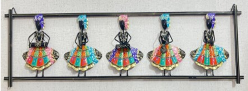 Handcrafted Set of 05 Musicians in Horizontal Frames Steel Wall Art Decor Sculpture