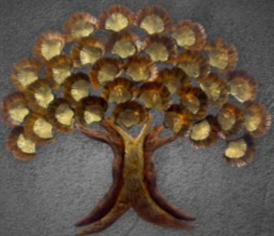 Handcrafted Golden Tree Frame with LED lights Steel Wall Decor Art