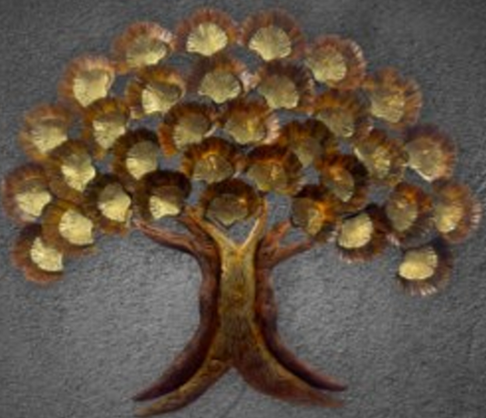 Handcrafted Golden Tree Frame with LED lights Steel Wall Decor Art